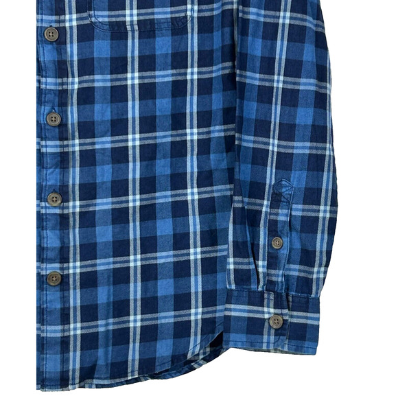 Mutual Weave Dress Shirt Mens Small Blue Plaid Button Up Long Sleeve Pockets - Picture 3 of 12